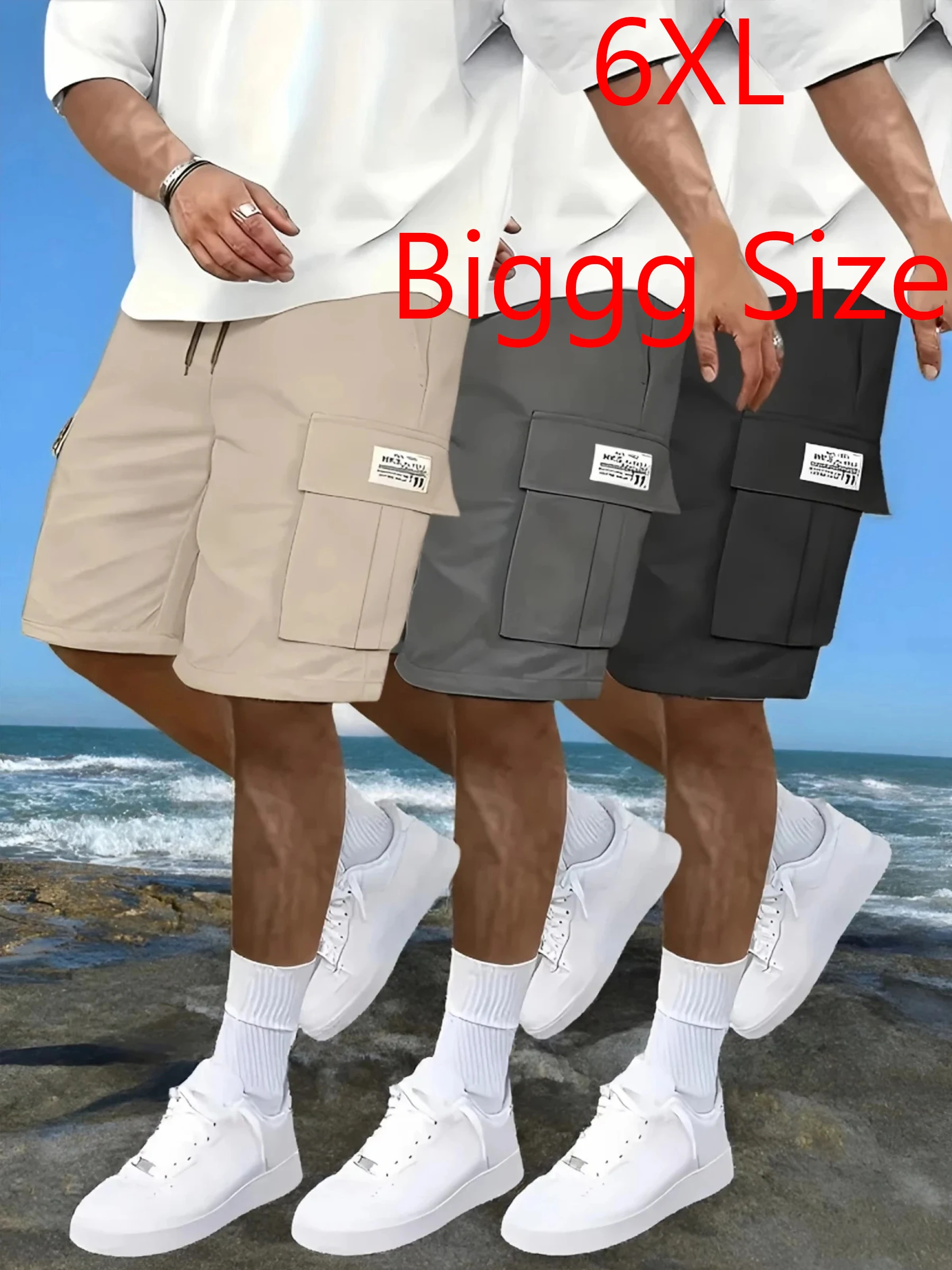 

6XL Men's Plus Size Work Shorts Summer Comfort; Multi-pocket Outdoor Leisure Sport Beach Pants Hip Hop Elastic Waistband Shorts