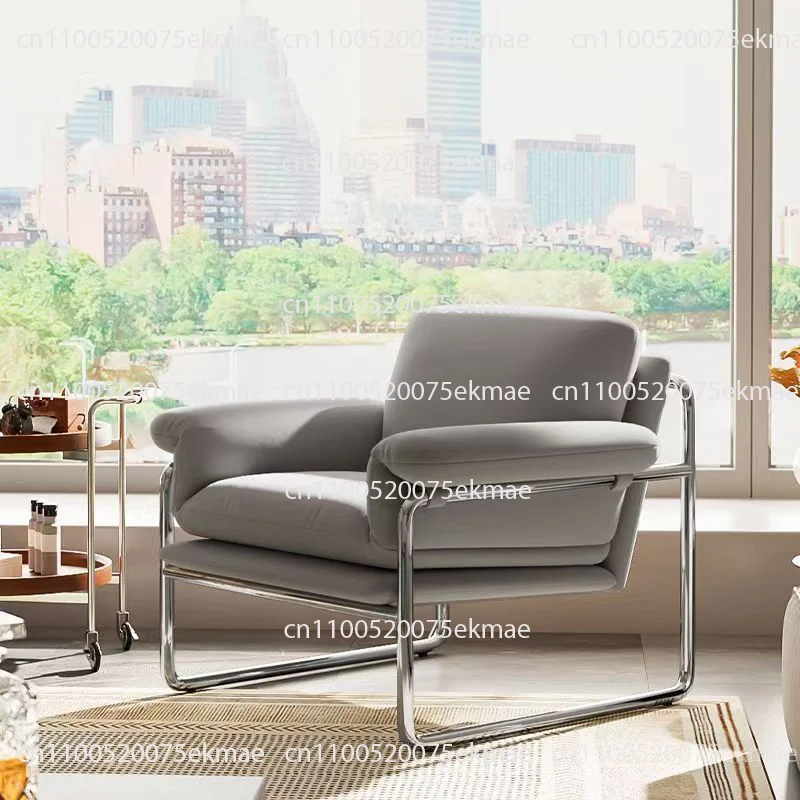 Modern Stainless Steel Armchair Sofa Side Leisure Living Room Bedroom Lazy Single Velvet Accent Design