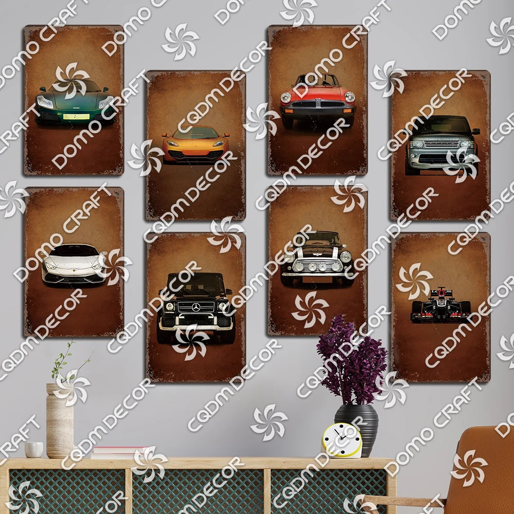 Retro Luxury Car Poster Metal Tin Signs Sports Car Jeep Racing Vintage Metal Plate Garage Club Man Cave Wall Decor