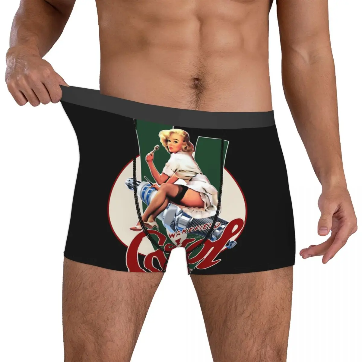 Castrol Vintage Pin Up Girl Classic Stripes Underpants Cotton Panties Men\'s Underwear Comfortable Shorts Boxer Briefs