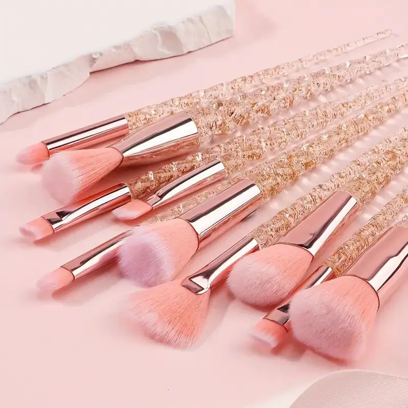 Luxury 10pc Crystal Unicorn Makeup Brush Set - Versatile, Travel-Friendly, for All Skin, Perfect for Beginners to Pros