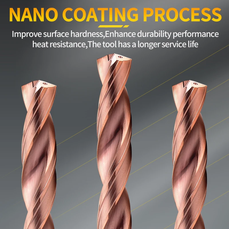 Broca de carburo 5D de 3-14mm, agujero interior a través del refrigerante para herramienta CNC eficiente de acero, broca de refrigerante interno de acero de tungsteno