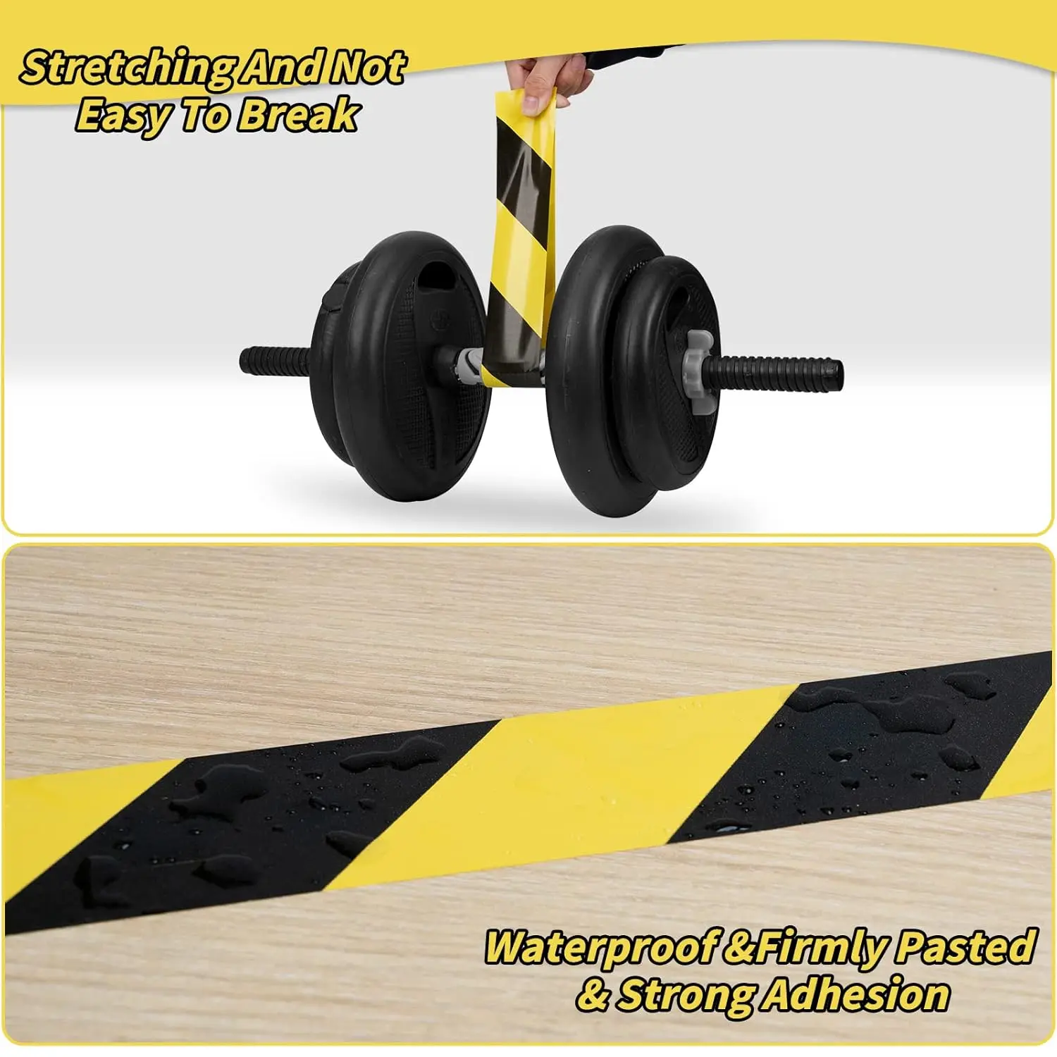 شريط تحذيري للسلامة من المخاطر مقاس 2 بوصة × 36 ياردة شريط تحذير باللونين الأسود والأصفر لفة شريط خطر حاجز مقاوم للماء