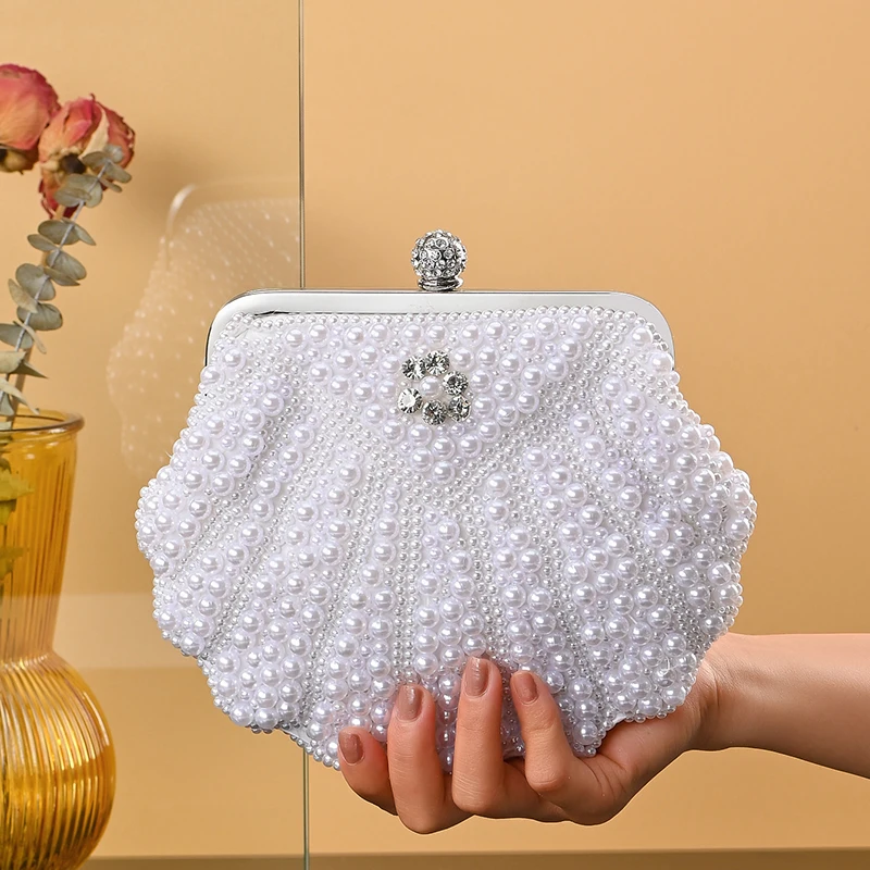 Womens Evening Bag Artificial Pearl Purse Evening Clutch Bag Wedding Purse Bridal Prom Handbag Party Bag