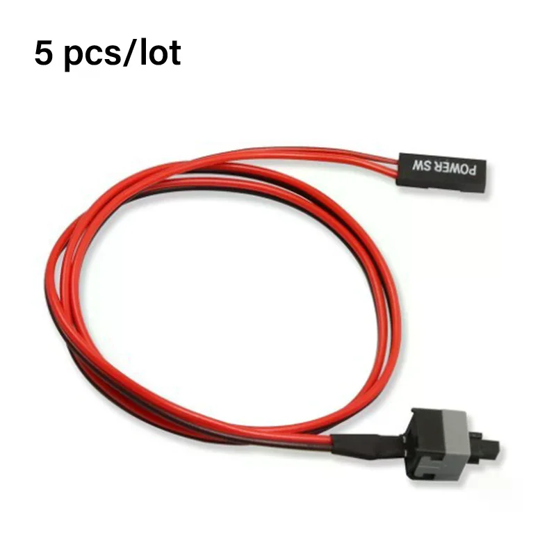 5 Pcs 50cm 2 Pin SW PC Power Cable On/Off Push Button Computer Case Switch Wire