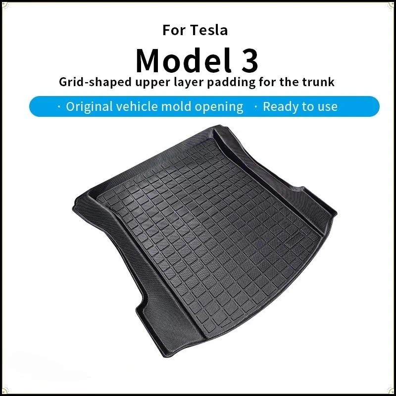 for Tesla 2021-2023 Model 3 Grid-Pattern TPE Upper Trunk Mat Top Layer Cargo Liner