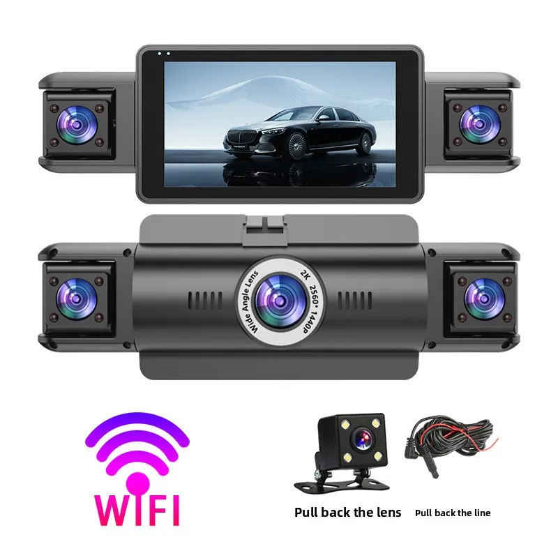 

HONG TONG New 2K high-definition WiFi three lens driving recorder, supporting infrared night vision and reverse image