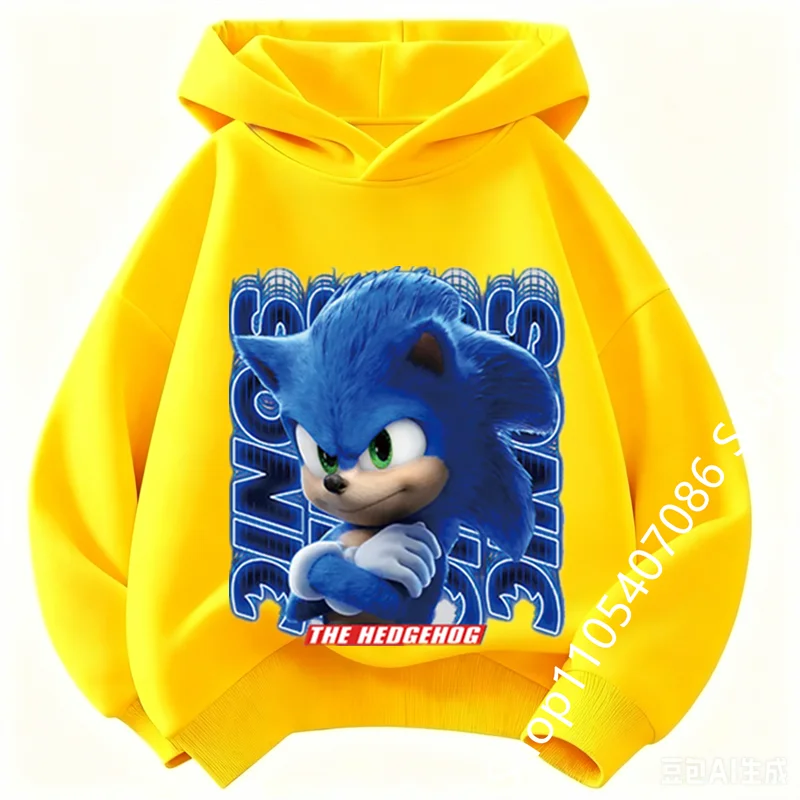 Fashion Warm Kids Outfits Cute Cartoon Sonics Anime Thick Hoodie Soft Sweatshirt Cozy Style Perfect Gift For Children Daily Wear