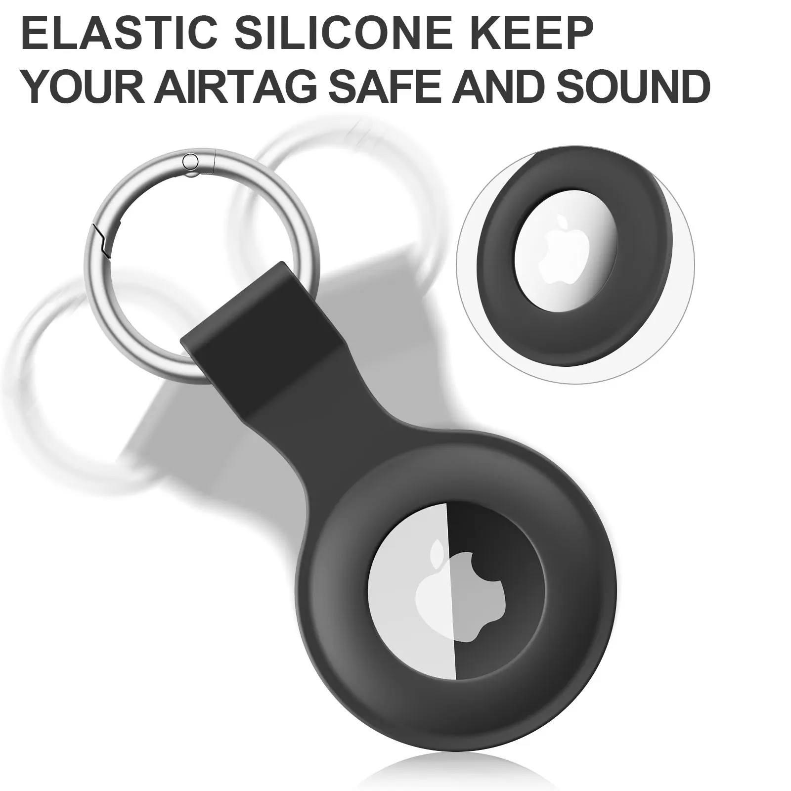 2Pcs Silicone Case for Apple Airtags Cover Protective Shell Tracker Accessories Anti-scratch Sleeve Keychain For Air tag Case