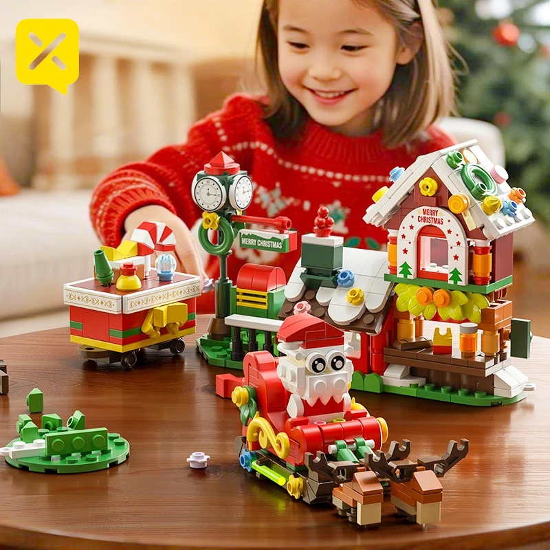 Toylinx 690 قطعة مكعبات بناء عيد الميلاد منزل سانتا كلوز شجرة عيد الميلاد لتقوم بها بنفسك نموذج معماري هدية للبنين والبنات جديد #6