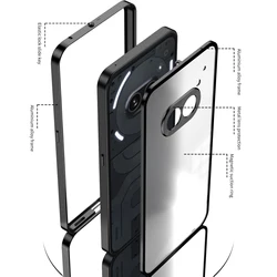 Etui z metalową ramą magnetyczny za nic telefon 2A metalowy akrylowa pokrywa tylna odporny na wstrząsy Ultra cienki Funda Coque nic telefon 2 2a