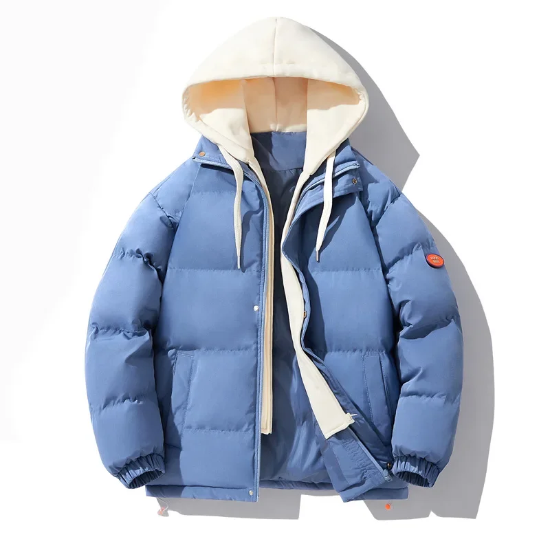 Winter New Fashion Men;s Solid Color Simple Basic Casual Trendy Daily Spliced Hooded Quilted Coats Male Clothes Parkas Clothes