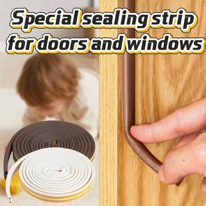 5/10Meters Self-Adhesive Door and Window Sealing Strip Glass Window Anti-Collision Rubber Strip Foam Sound Insulation Strip