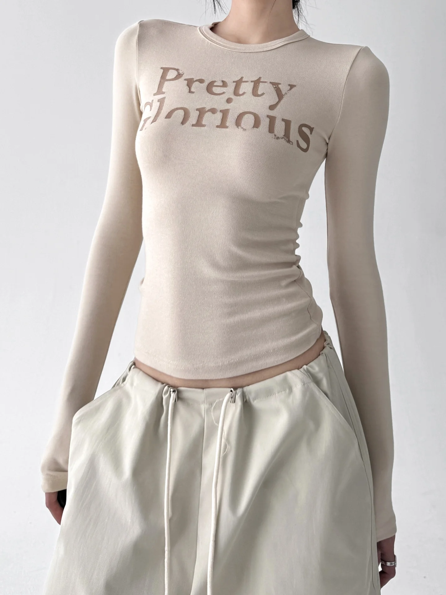 T-shirt slim fit ort Sve con stampa di lettere strato base irt abbigliamento interno primavera autunno pendolari Sle taglia universale top da donna