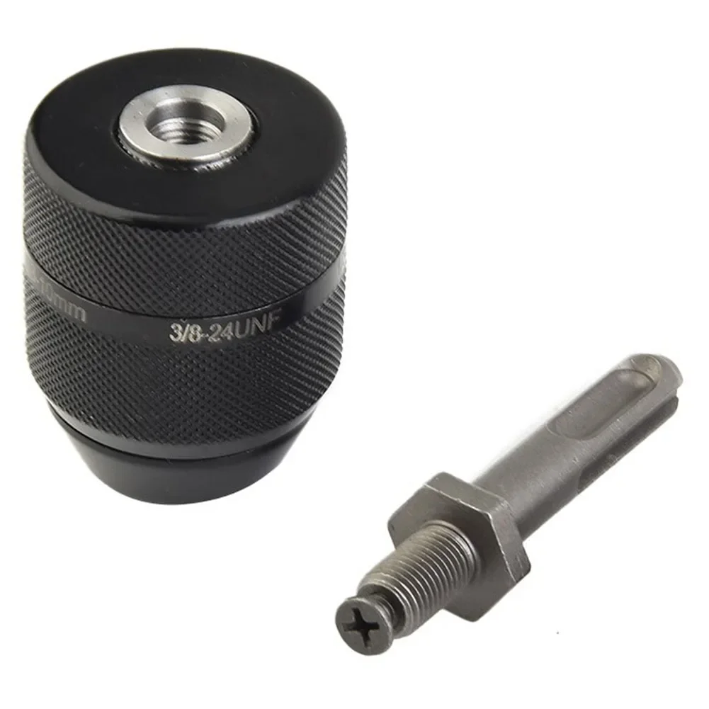 Mandrin de perceuse en métal sans clé avec adaptateur à changement rapide, adaptateur SDS Plus, 3/8-24UNF, 0.8mm-10mm