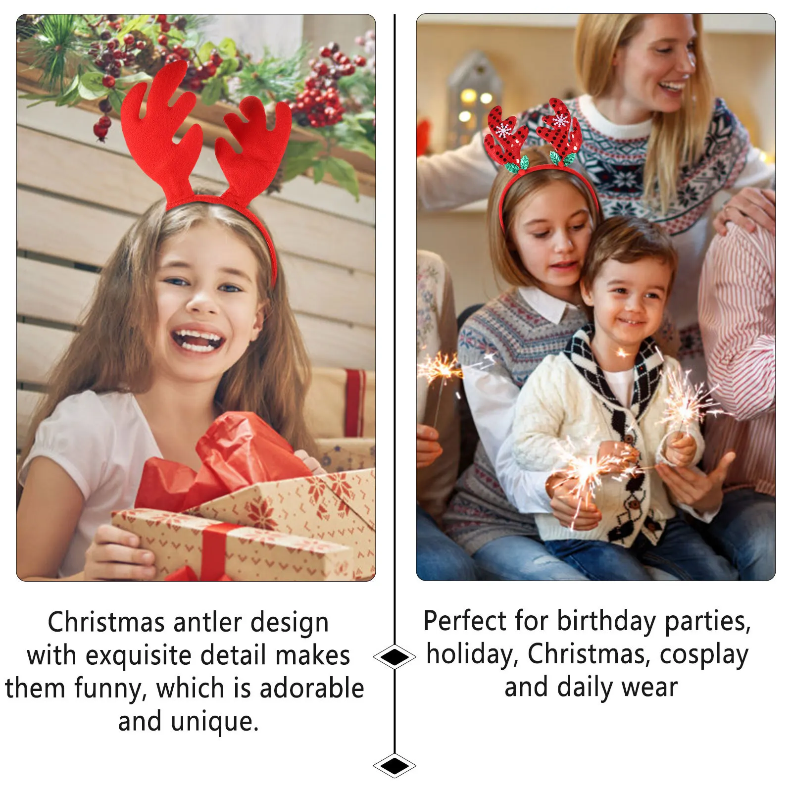 

6 Pcs Christmas Hair Clasp Antler Band Accessories Cartoon Hairband Xmas Headdress Headband