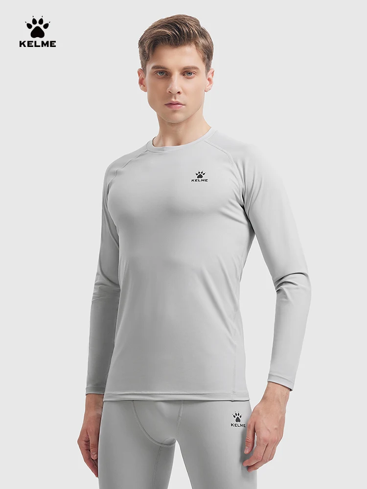 Kelme Long Sleeved Running T-shirt For Men's New Breathable Fitness Shirt Basketball Elastic Tight Shirt Football Training