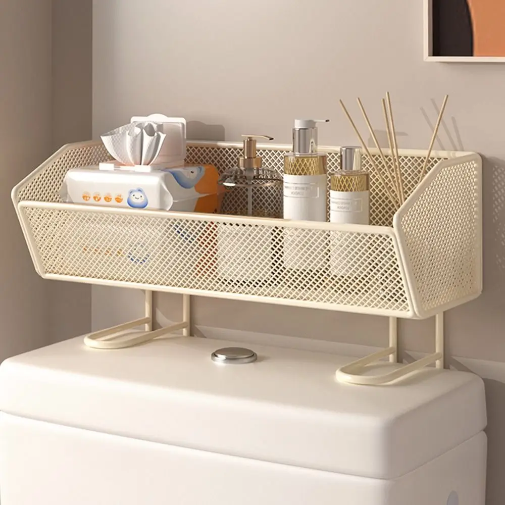 Stylish Punch-Free Toilet Storage Shelf Lattice Mesh Large Capacity Over-The-Toilet Shelf Open-Top Sturdy Bathroom Storage Rack