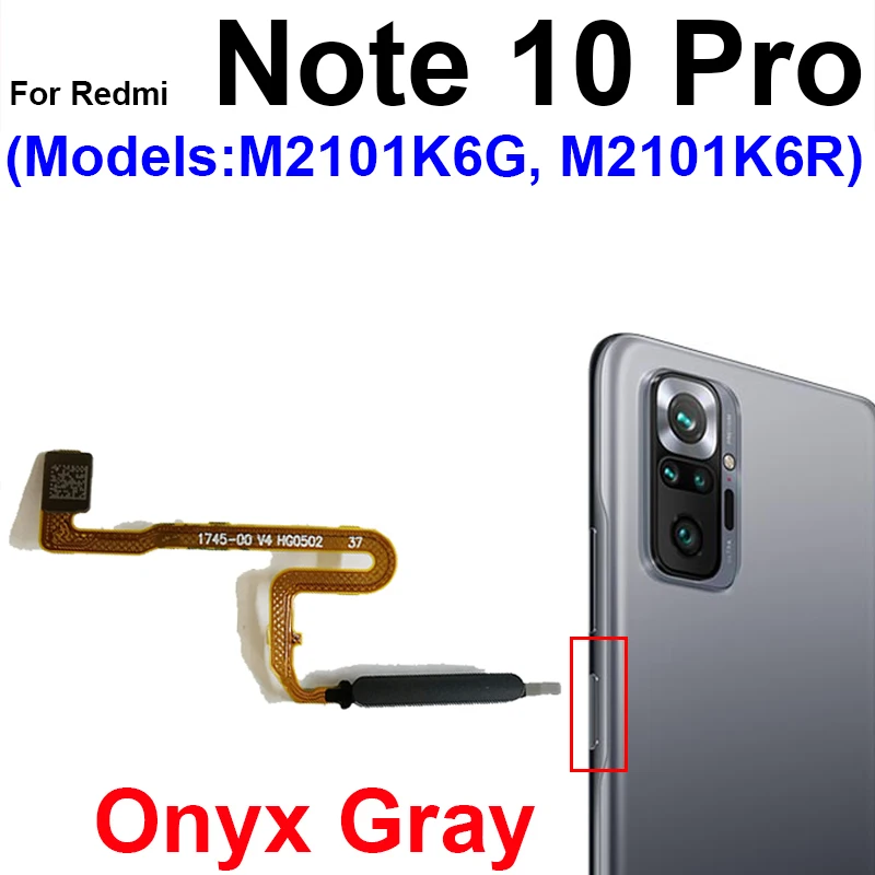 Home Button Flex Cable For Xiaomi Redmi Note 9 9S 9Pro Note 10 Pro 4G 5G Touch Sensor Fingerprint with Power Button Flex Ribbon