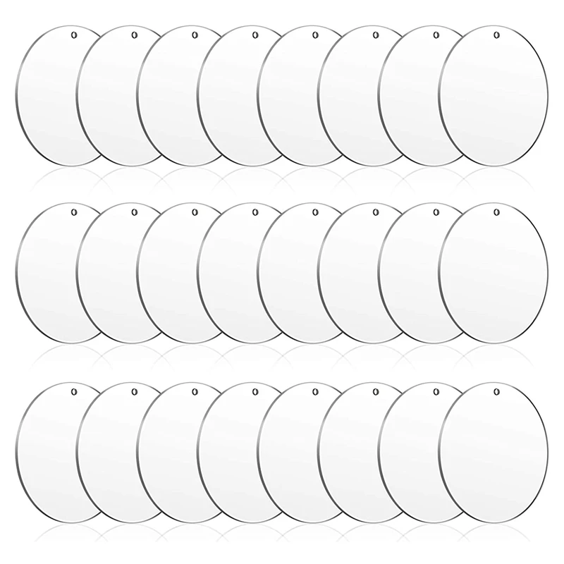 

24 PCS 10Cm Acrylic Circle Transparent Ornament, Blank Disc With Hole, Suitable For DIY Craft Project Supplies