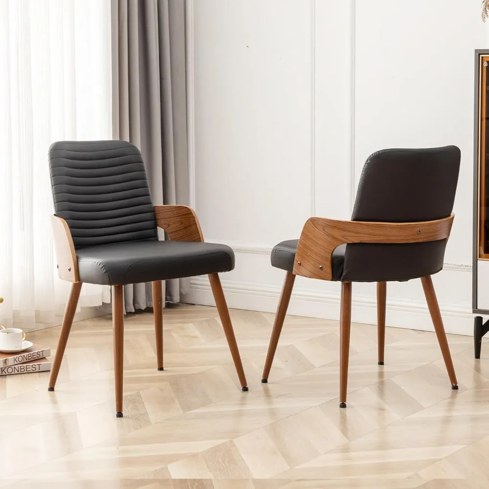 

Dining Room Chair Set of 2, Mid-Century Modern Kitchen Chairs, Upholstered Faux Leather Decorative Chair