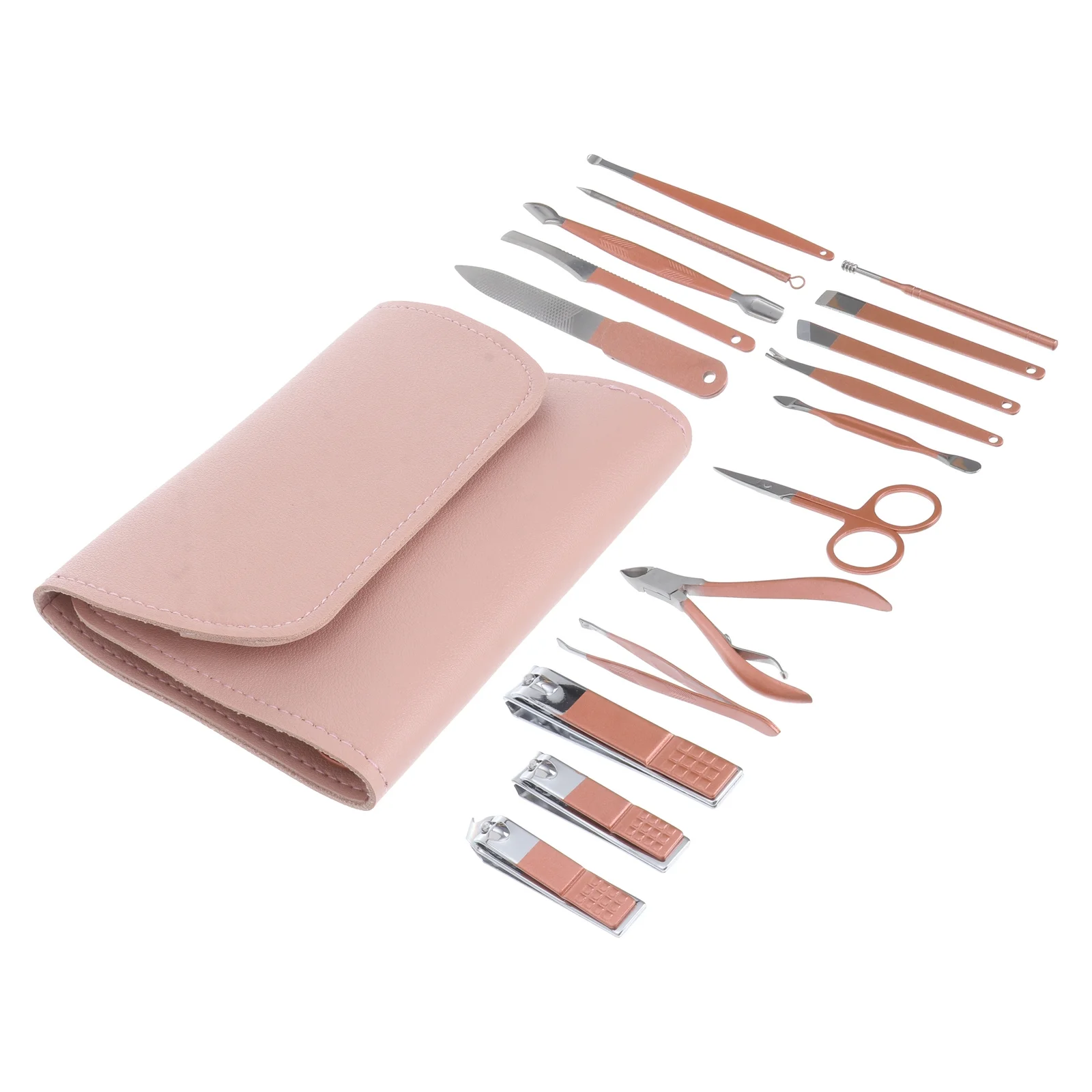 16-częściowy zestaw narzędzi do manicure ze stali nierdzewnej, wielofunkcyjny zestaw do obcinania, pilowania i pielęgnacji paznokci, profesjonalny zestaw do pielęgnacji.