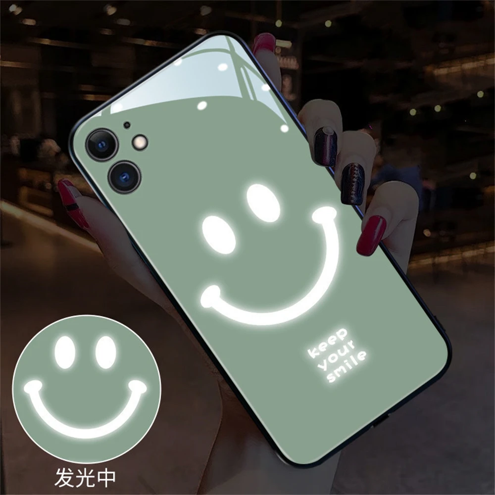 Incoming Call Led Flashing Glowing Phone Cases Smile Design For Samsung Galaxy S23 S21 S22 Plus Ultra Note 10 20 A21S A53 A14