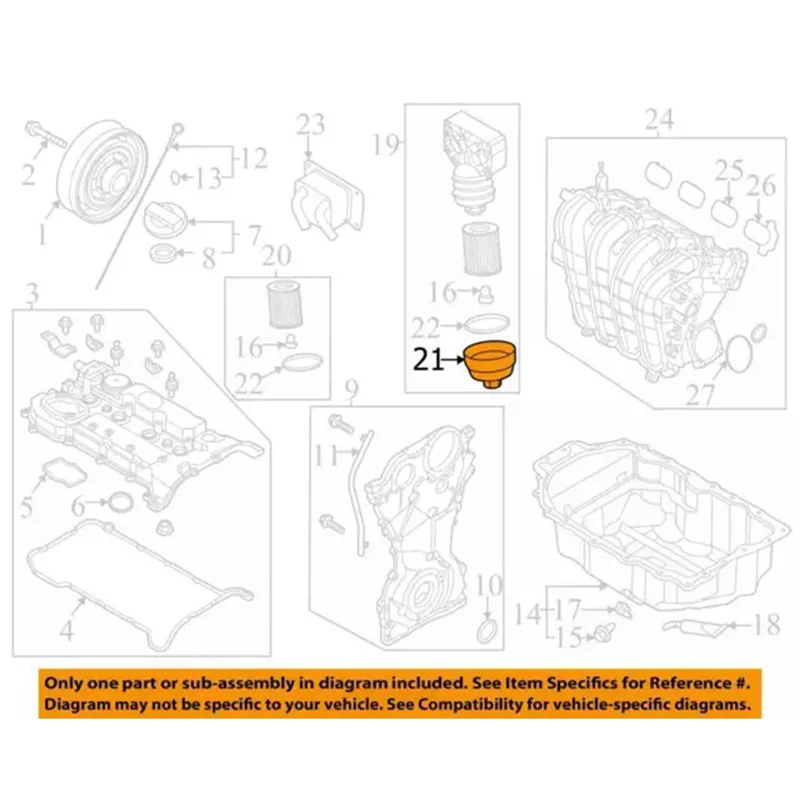 

Прецизионная крышка корпуса автомобильного масляного фильтра, крышка масляной решетки для Hyundai Sonata Santa Fe 2,5 л 21-23 263152J000 26315-2J000