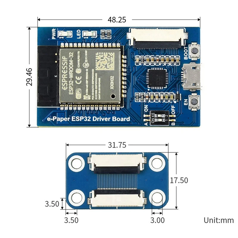 2x E-Paper Esp32 Treiber platine für Waves hare Spi E-Paper Roh panels WLAN/Bluetooth Wireless kompatibel für Arduino