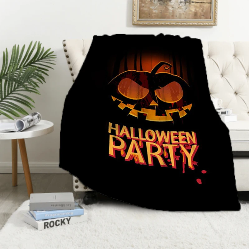 Halloween Pumpkin Head Antistatic Blanket Blankets for Decorative Sofa Blankets for Bed Furry Summer Comforter Throw & Throws