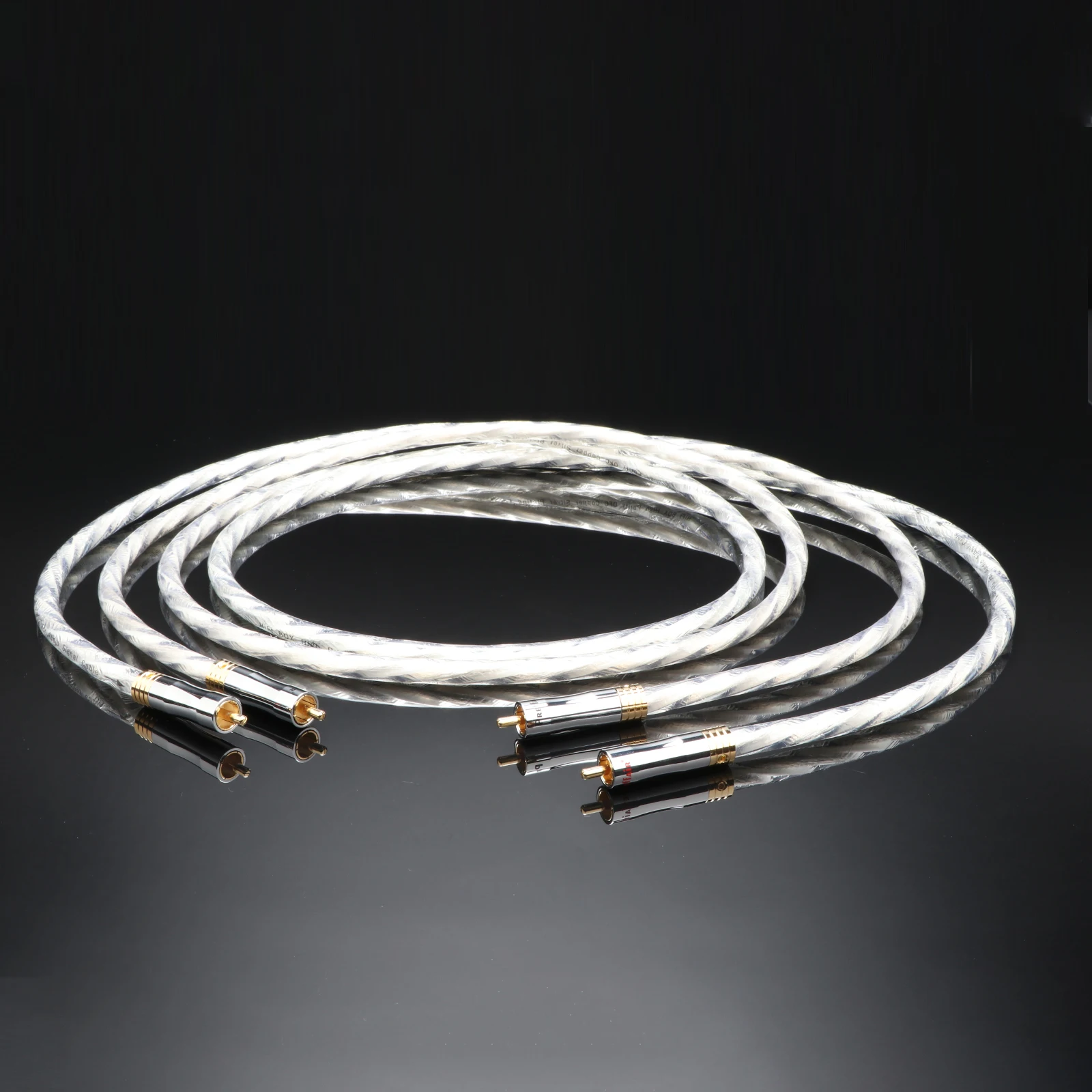 HiFi RCA-Kabel (6N OFC Kupfer, versilbert) 2RCA auf 2RCA mit vergoldeten RCA-Steckern, HiFi RCA-Verbindungskabel – Detail 6