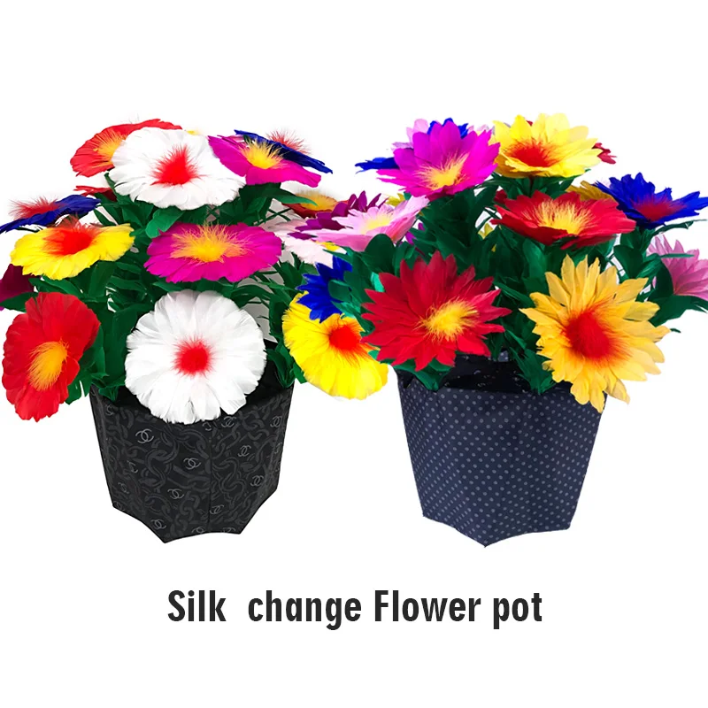 silk to Flower Pots flash to Feather flower pot Folding flower pot Colorful feather flower Stage Magic Tricks Gimmick