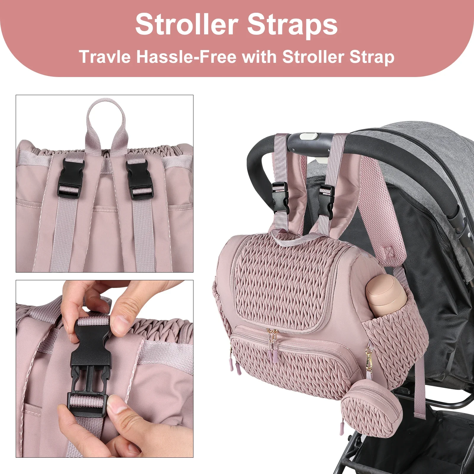 Mommy Diaper Bag Baby Stroller Organizer Backpack Large Capacity Outdoor Travel Maternity Bag With Insulated Pocket Changing Pad