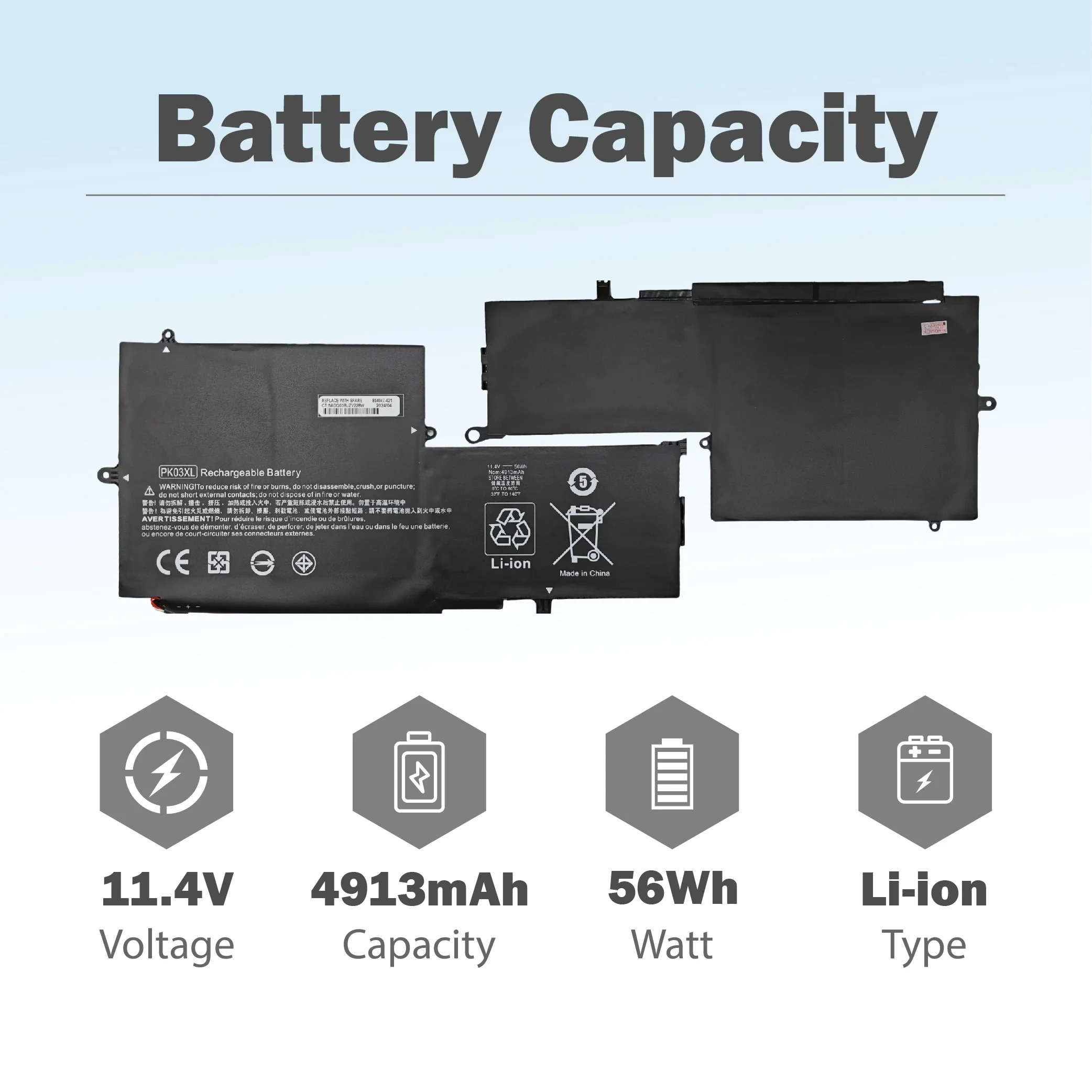 جديد PK03XL 11.4V 4913mah تبديل البطارية ل HP Spectre Pro X360 G1 G2 HSTNN-DB6S TPN-Q157 789116-005