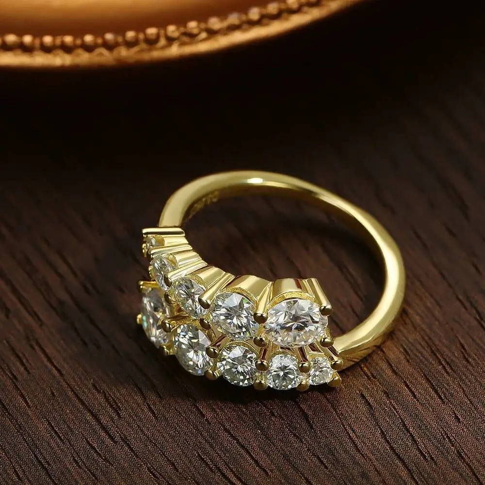 JoiasHome Moissanit-Ringe für Damen, funkelnder Diamant-Verlobungs- und Ehering mit GRA 925 Sterlingsilber plattiertem 18K-Ring – Detail 6