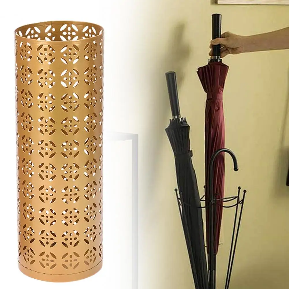 Umbrella Bucket Outdoor Round Umbrella Stand Rack Storage Holder Metal Umbrella Stand Rack with Compact Design Organizer Bin