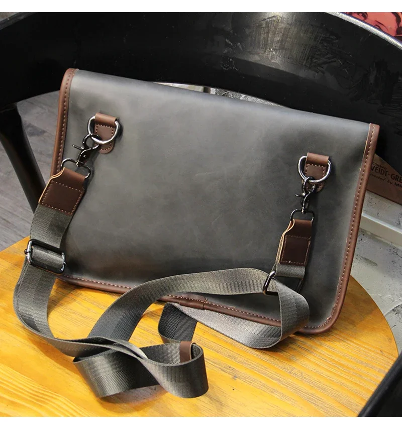 New Men\'s Crossbody Bag Quality PU Leather Fashion Diagonal Chest Bag Street Phone Shoulder Bag