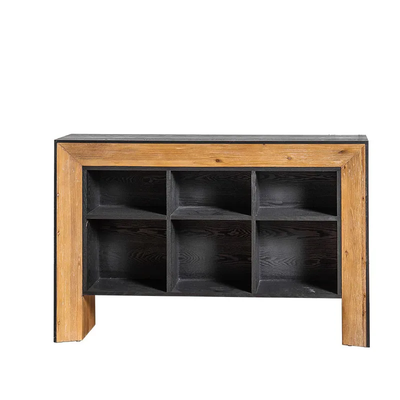 

Sandy Wind Solid Wood Retro Bookshelf B & B Living Room Shelf Home Entry Entrance Storage