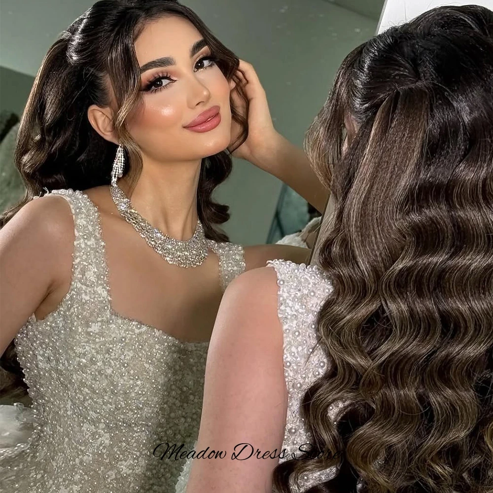 Robes de bal personnalisées bretelles Spaghetti col carré exquise de haute qualité délicate fête de mariée robes de mariée robe de mariée