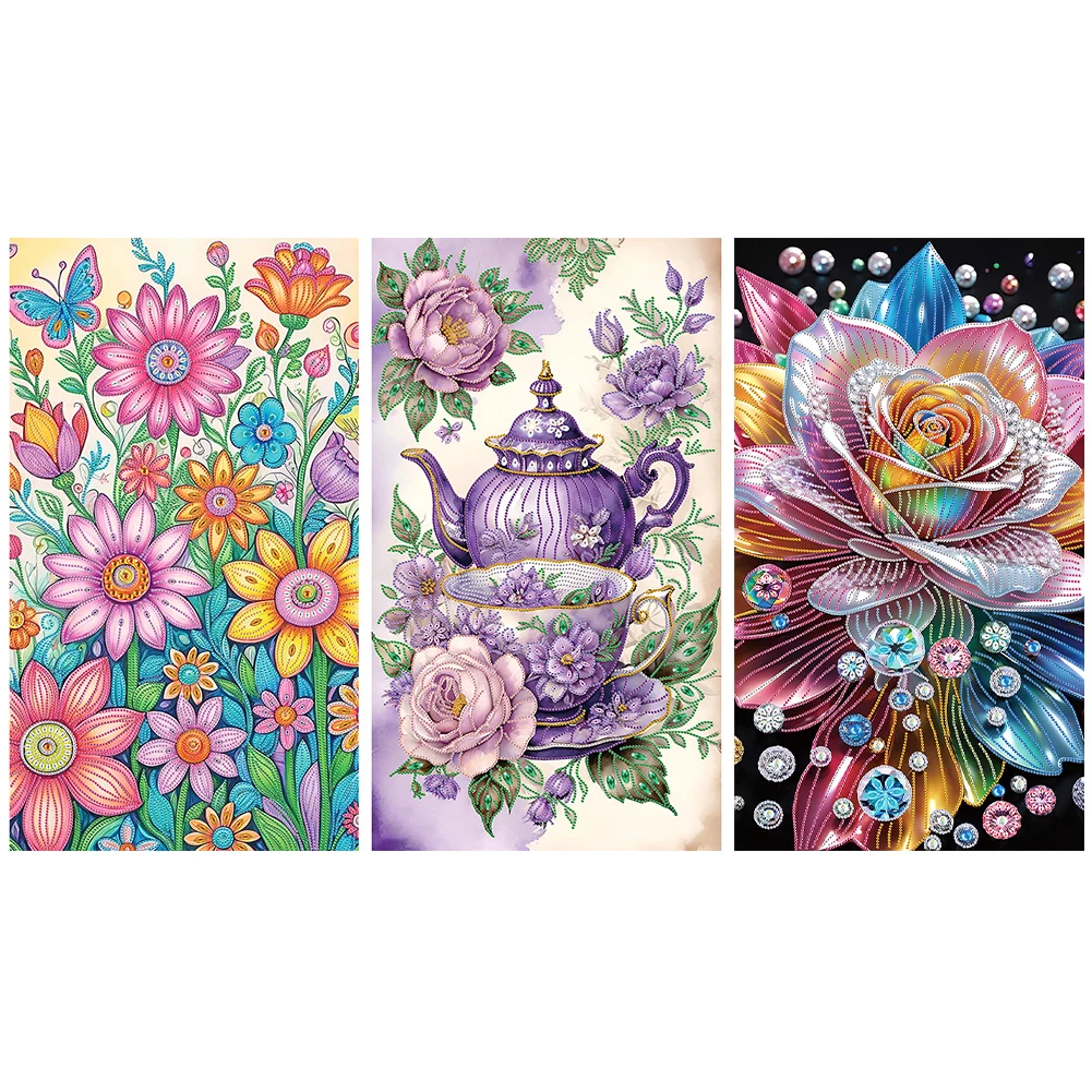 Decorazione floreale con pittura diamante a forma speciale parziale fai da te 5D