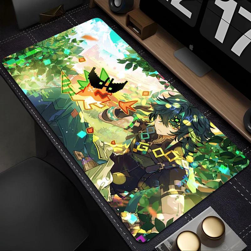 Mouse Pad XXL Green Plants Anime Kawaii Keyboard Rug Laptop Genshin Impact Kinich Mousepad Office PC Gaming Accessories Desk Mat