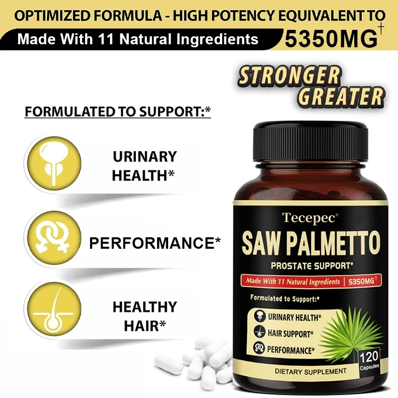 Saw Palmetto Capsules - Men's Prostate Health, Reduce Urinary Frequency, Promote Hair Growth