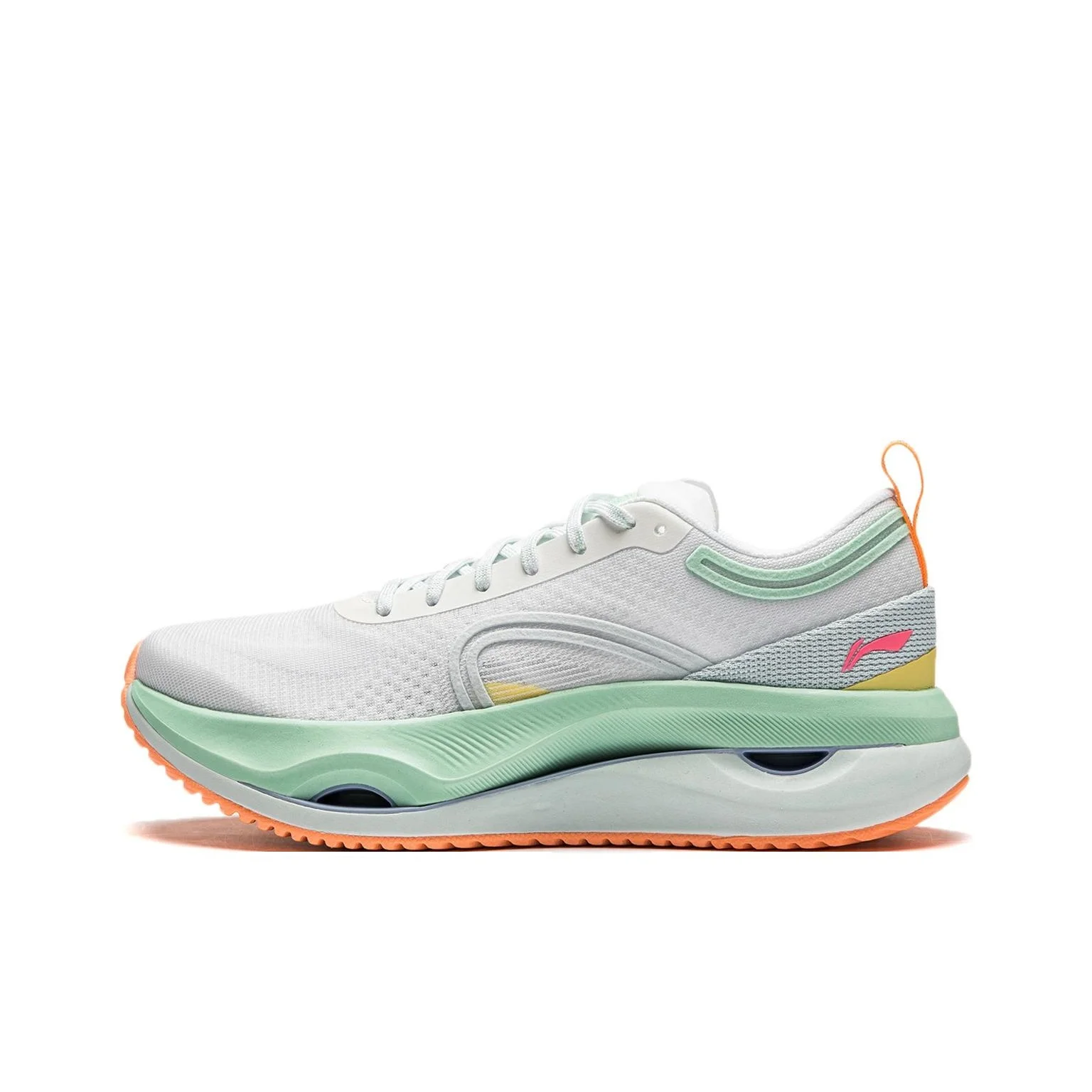 Li Ning Cushioning Slip Resistant Abrasion Resistant Lightweight Rebound Low top Running Shoes Women's White Blue ARHU006-1