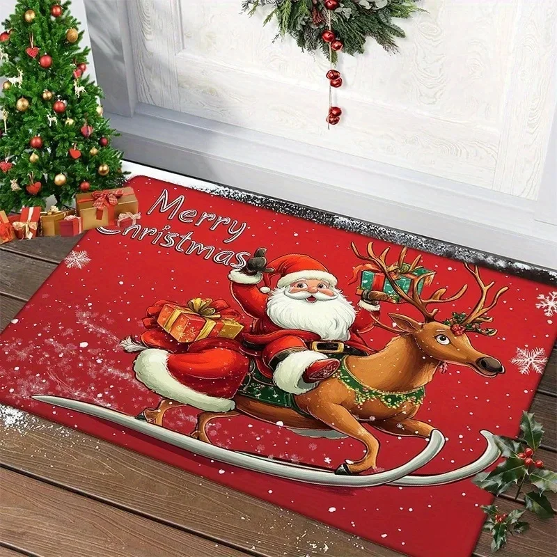 Christmas Carpet Merry Christmas Mat Festival Santa Claus Outdoor Decorations Christmas Living Room Decorations  New Year 2026