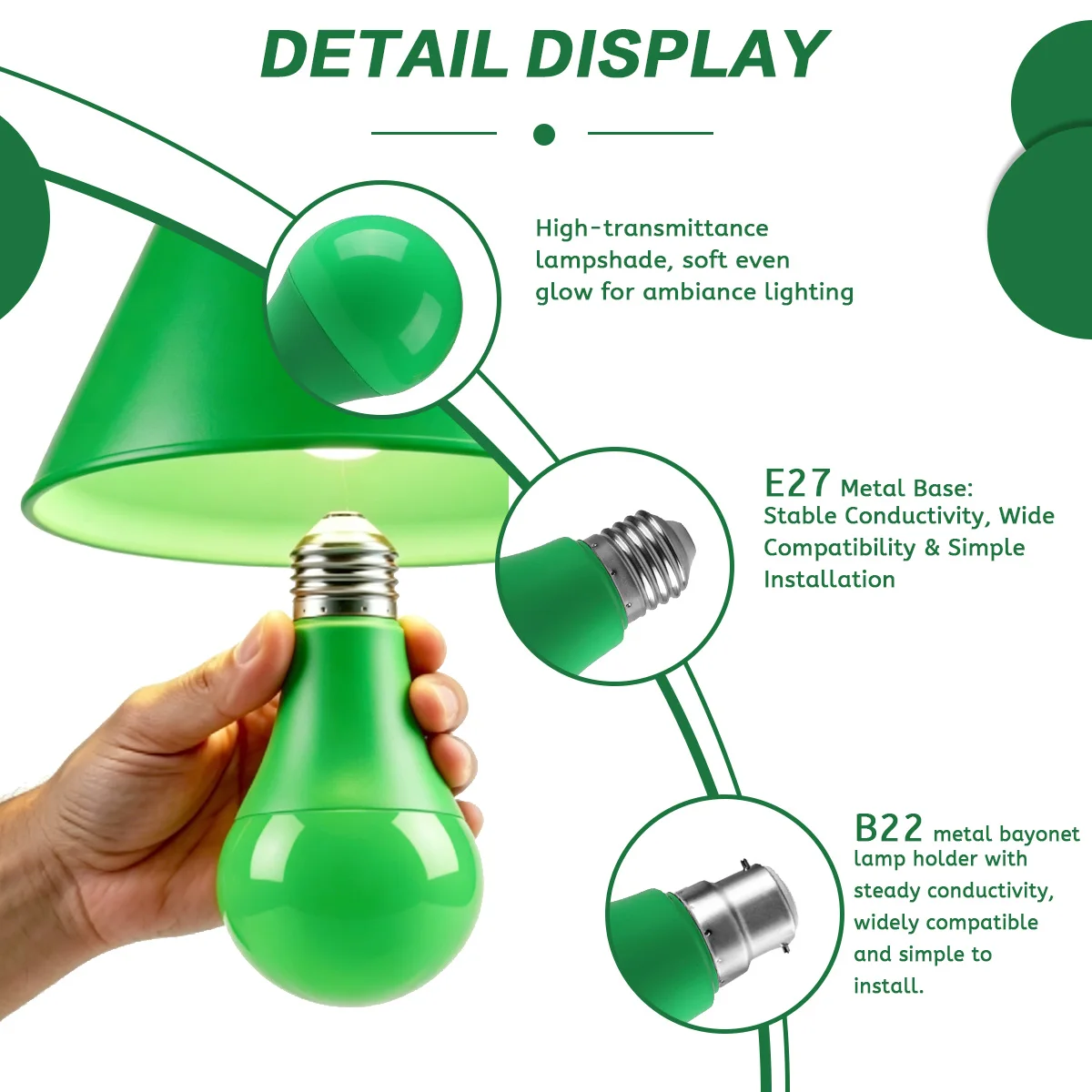 E27 B22 Green Color LED Bulb 8W 640LM AC100 240V Green Lighting Lamps For Party Courtyard Garden Stage Home Event Decor Light
