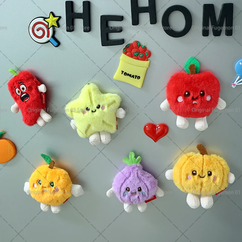 Cute Dessert Series Plush Toy Stuffed Food Cake Cookie Milktea Apple Peach Cartoon Fr uit Plush Fridge Magnets Kid Birthday Gift