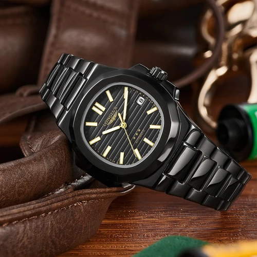 Imagen 2 del producto Reloj Automático LONGLUX, relojes de pulsera mecánicos de lujo para negocios, venta al por mayor, fecha de acero, reloj resistente al agua para hombre, regalo para hombre