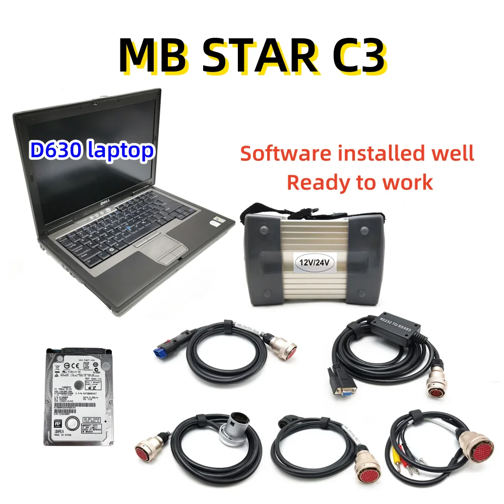 

MB STAR C3 multiplexer D630 Laptop install well full set diagnostic MB C3 pro DAS ready to work MB car truck diagnostic scanner