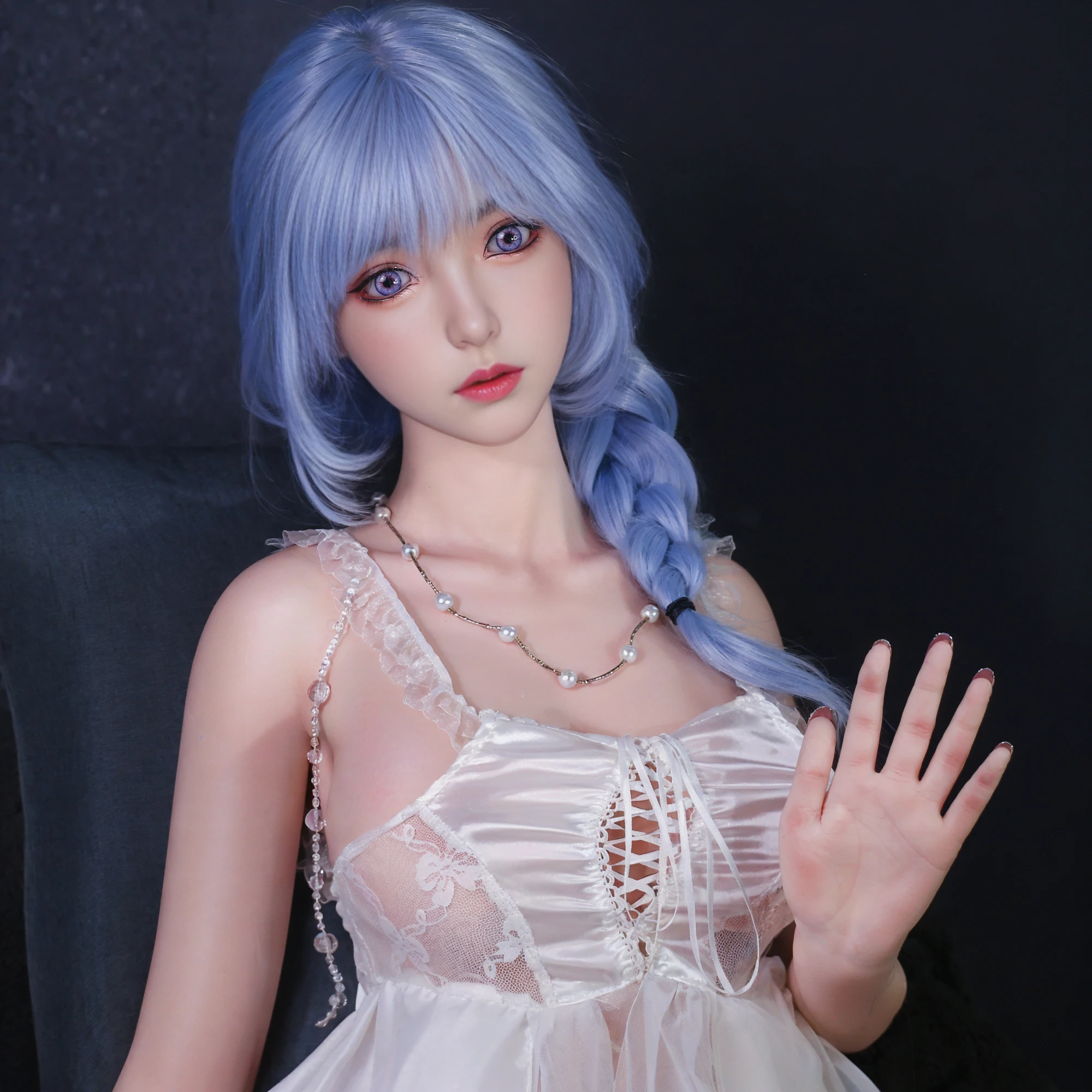 رأس دمية TPE احترافي، نسيج بيج فاتح واقعي وتفاصيل وجه رائعة - نمط تصفيف شعر فني للمكياج يدوم طويلاً #2