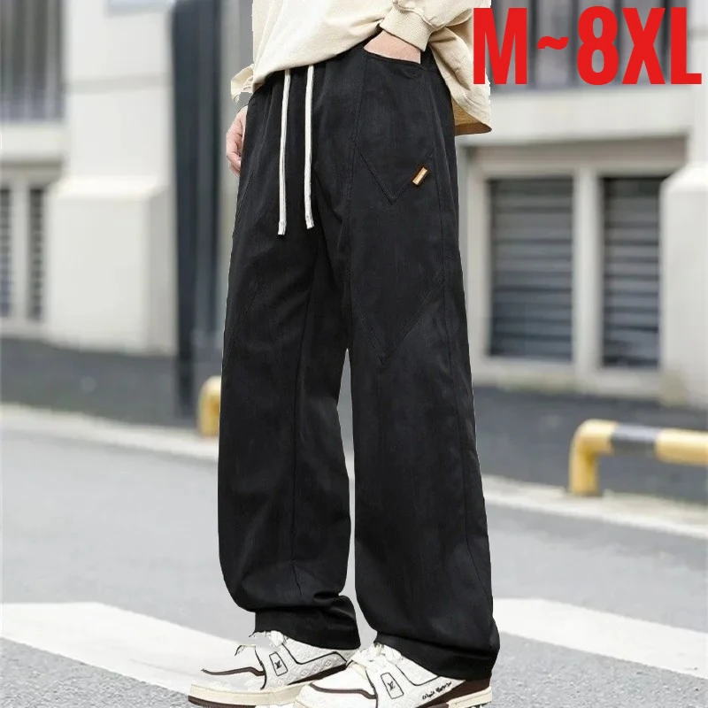 

Новые мужские брюки оверсайз 8XL, широкие штаны, трендовая уличная одежда, корейский стиль, свободный крой, большие размеры, весна